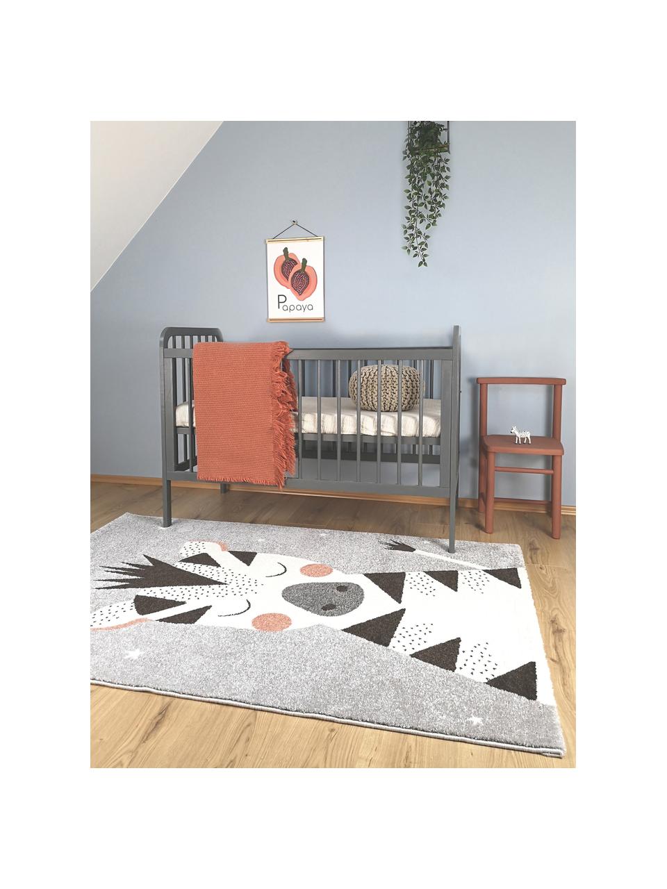 Alfombra infantil Kika, Polipropileno, Gris, negro, blanco, rosa, An 120 x L 170 cm