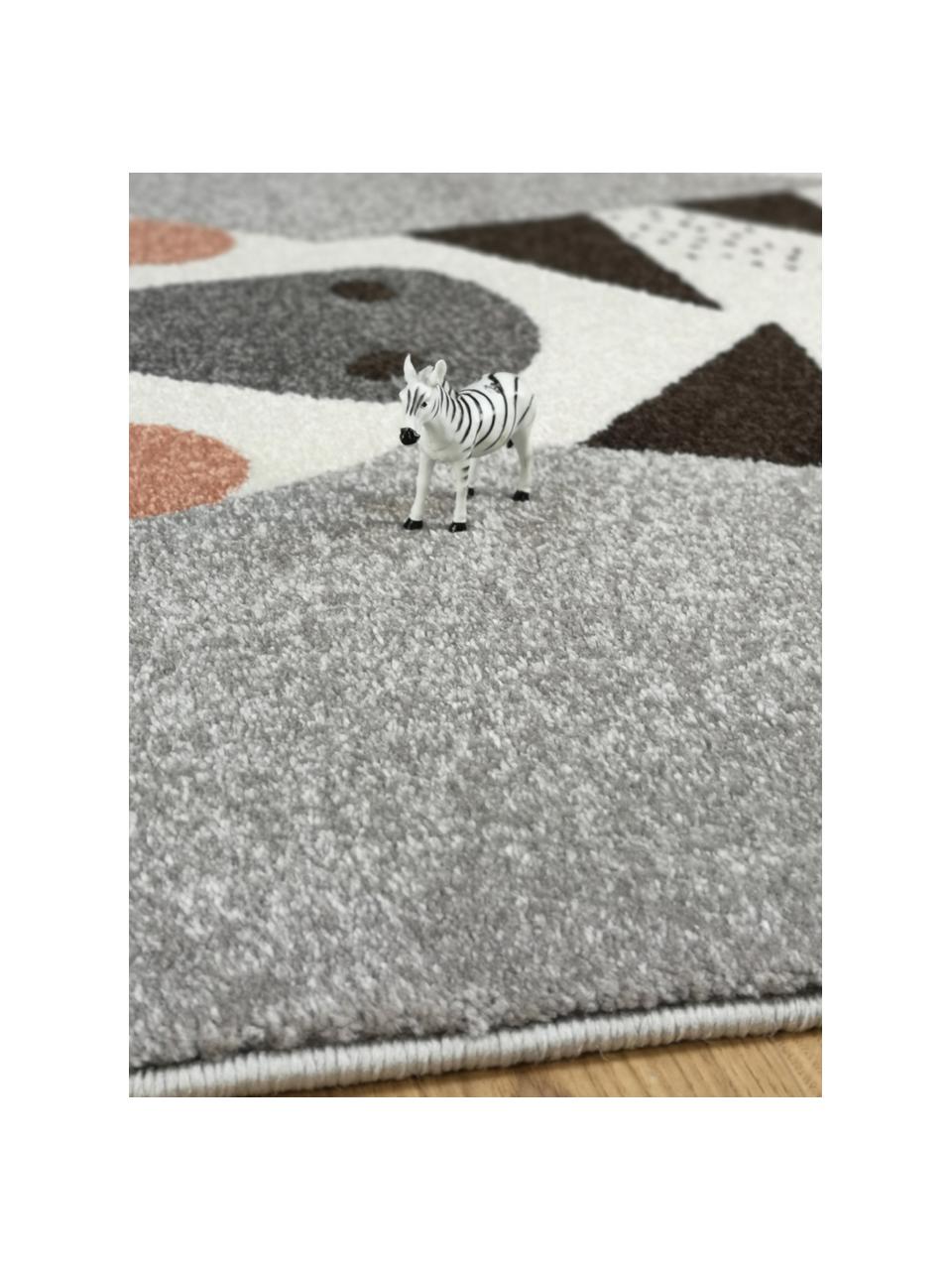 Alfombra infantil Kika, Polipropileno, Gris, negro, blanco, rosa, An 120 x L 170 cm