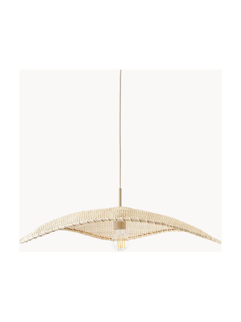 Hanglamp Senja van rotan, Lampenkap: rotan, Baldakijn: gepoedercoat metaal, Beige, B 65 x D 46 cm