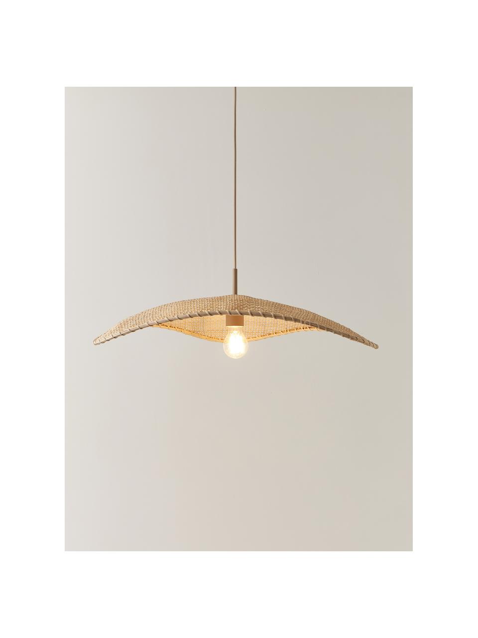 Hanglamp Senja van rotan, Lampenkap: rotan, Baldakijn: gepoedercoat metaal, Beige, B 65 x D 46 cm