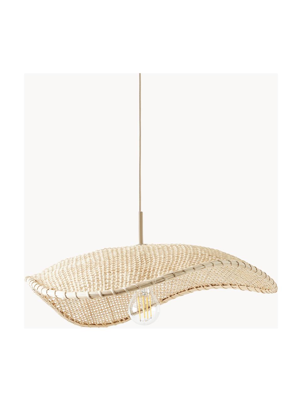 Pendelleuchte Senja aus Rattan, Lampenschirm: Rattan, Baldachin: Metall, pulverbeschichtet, Beige, B 65 x T 46 cm