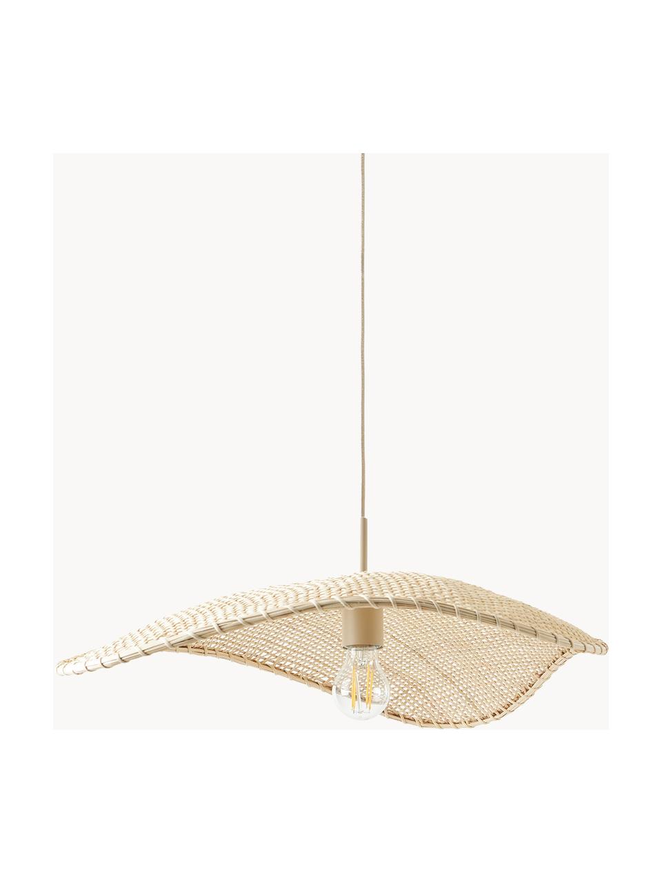 Pendelleuchte Senja aus Rattan, Lampenschirm: Rattan, Baldachin: Metall, pulverbeschichtet, Beige, B 65 x T 46 cm