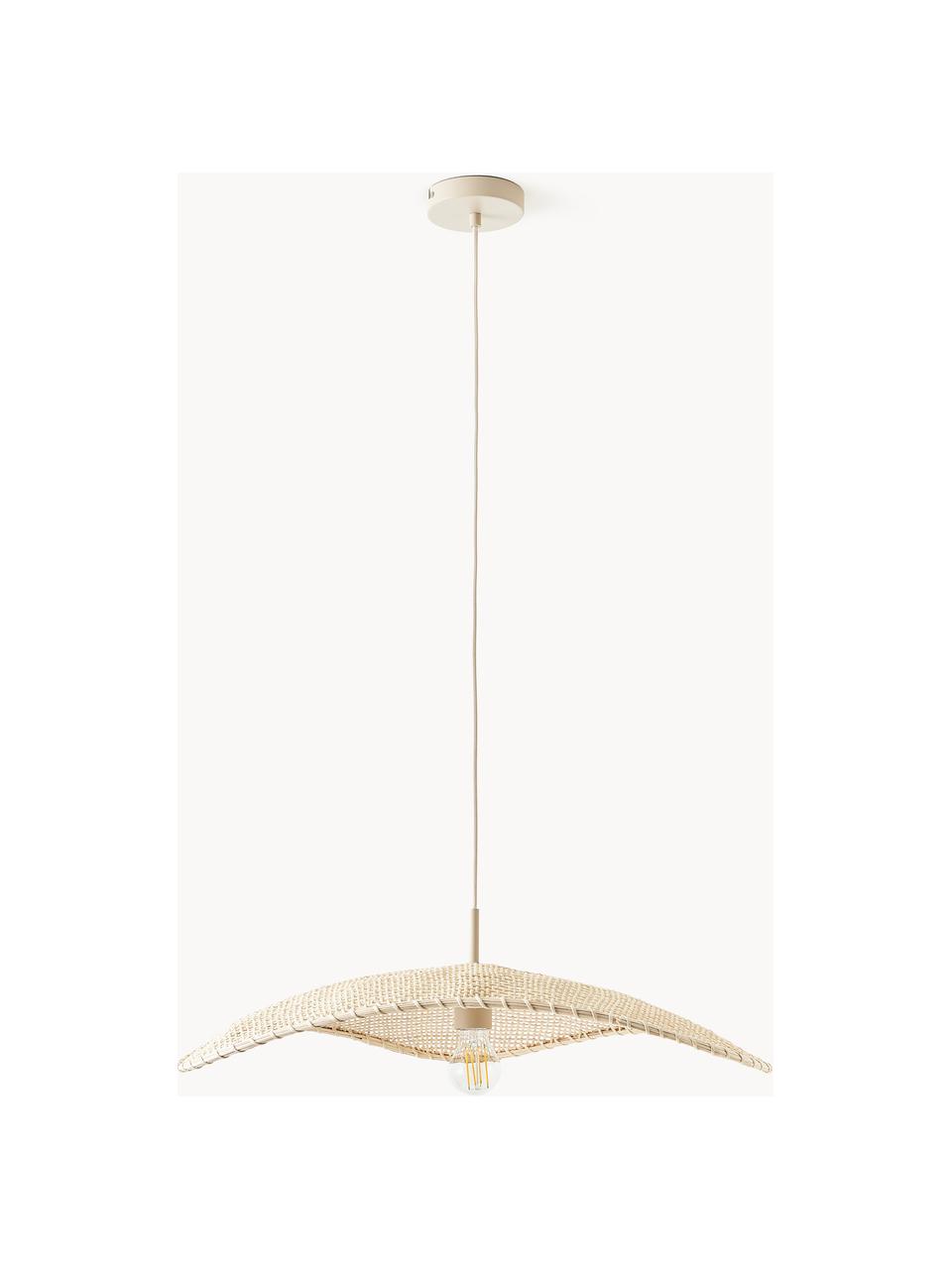 Lámpara de techo de ratán Senja, Pantalla: ratán, Anclaje: metal con pintura en polv, Cable: cubierto en tela, Beige, An 65 x F 46 cm