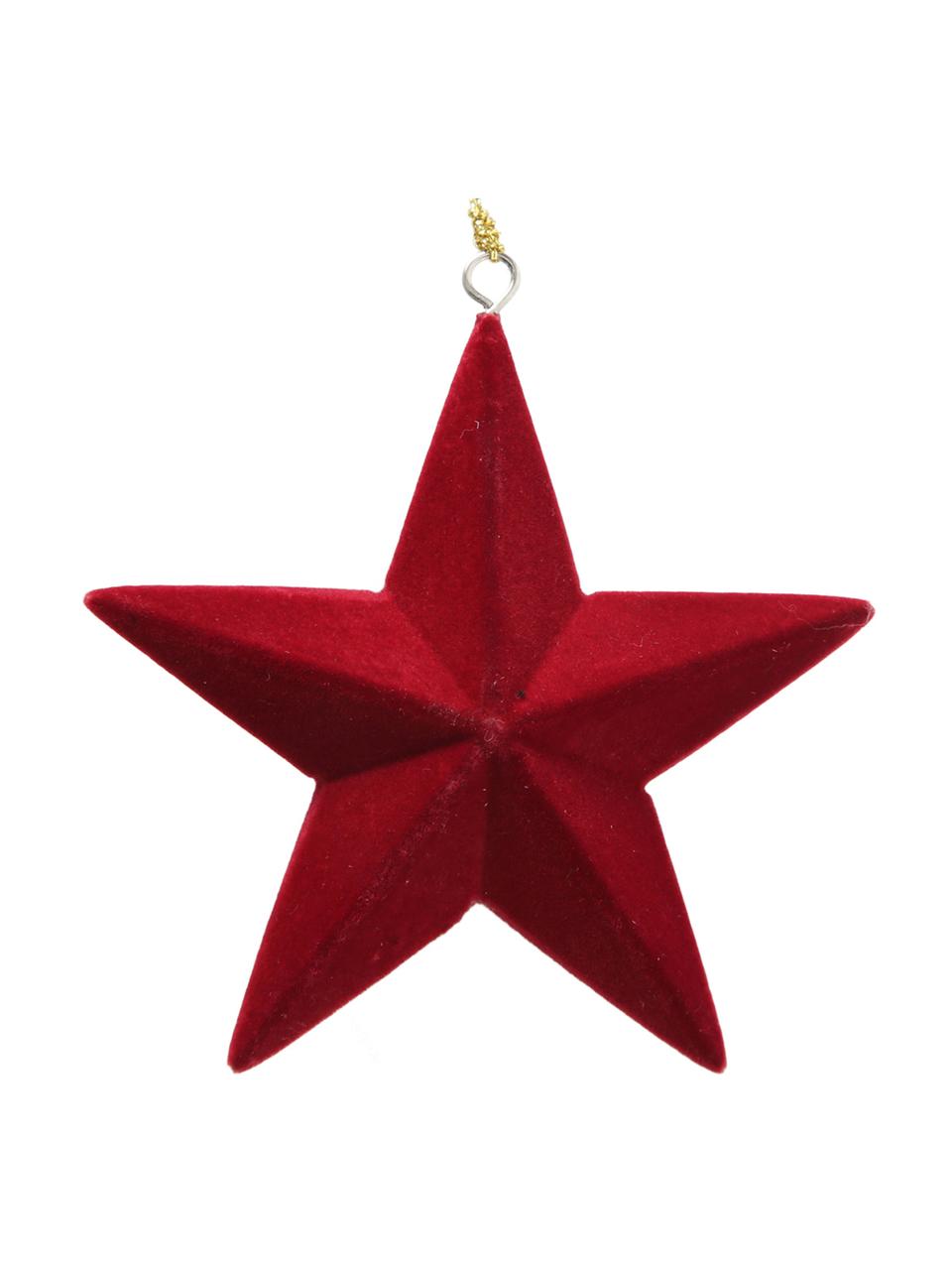 Fluwelen kerstboomhangersset Sabina, 2-delig, Bekleding: fluweel, Frame: MDF, Rood, B 11 cm x H 11 cm