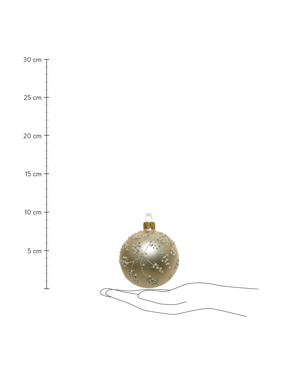 Bolas de Navidad Florinna, Dorado, blanco, Ø 8 cm