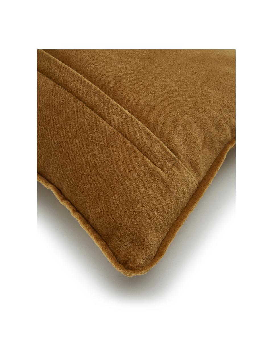Poduszka z aksamitu z wypełnieniem Crane Bird, Tapicerka: 100% aksamit bawełniany, Musztardowy, odcienie złotego, S 30 x D 50 cm