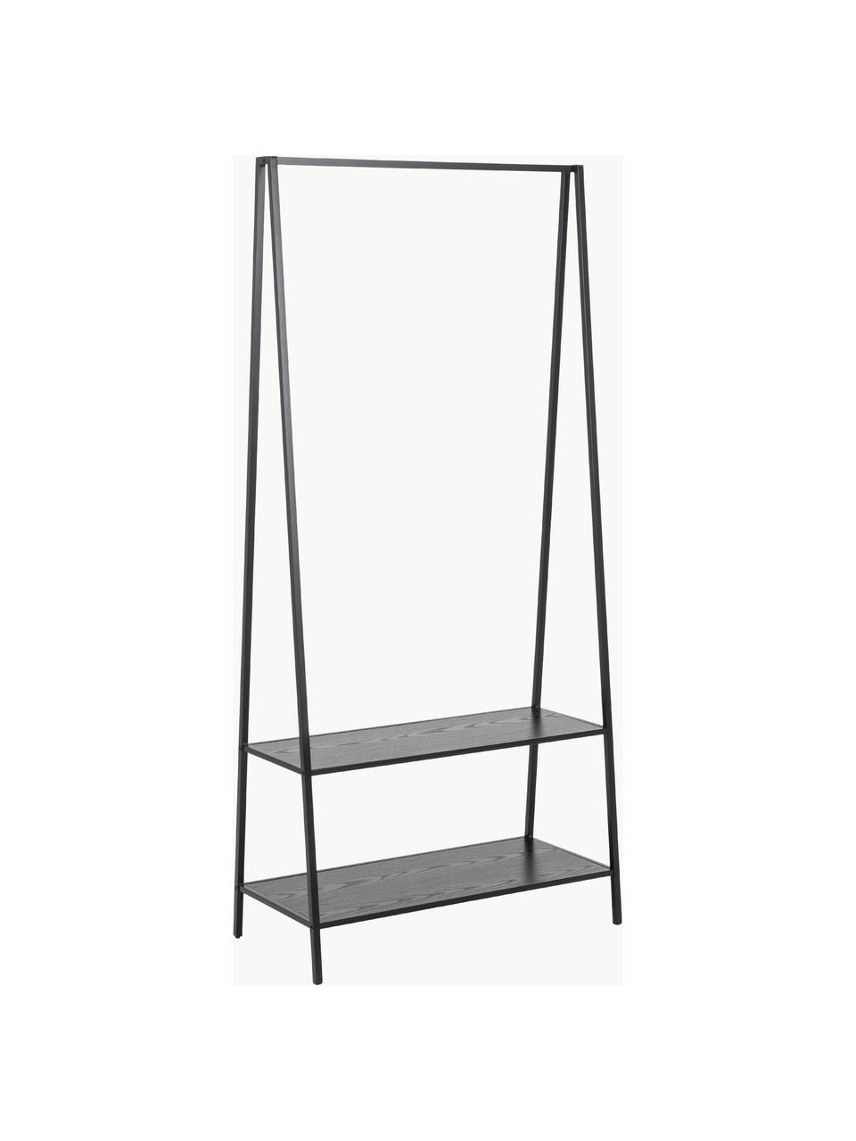 Metalen kapstok Seaford, Frame: gepoedercoat metaal, Zwart, B 77 x H 165 cm