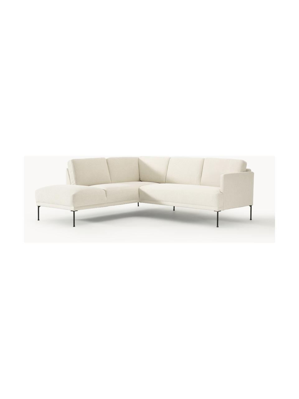 Ecksofa Fluente, Bezug: 100 % Polyester Der strap, Gestell: Massives Kiefernholz, Bir, Webstoff Off White, B 221 x T 200 cm, Eckteil links