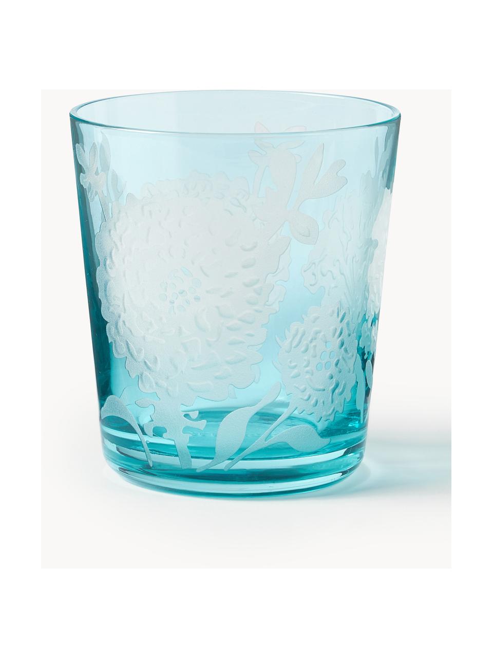Waterglazen Peony, set van 6, Glas, Meerkleurig, Ø 9 x H 10 cm, 250 ml
