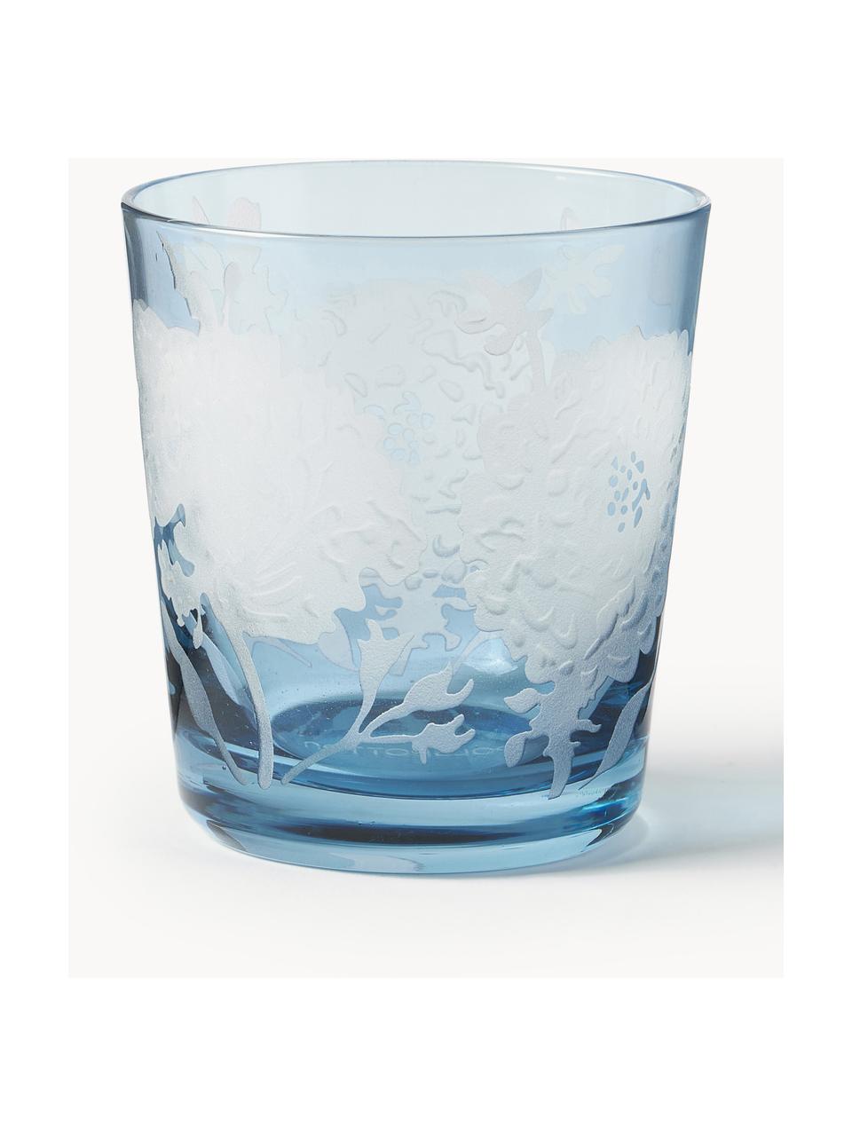 Waterglazen Peony, set van 6, Glas, Meerkleurig, H 10 cm