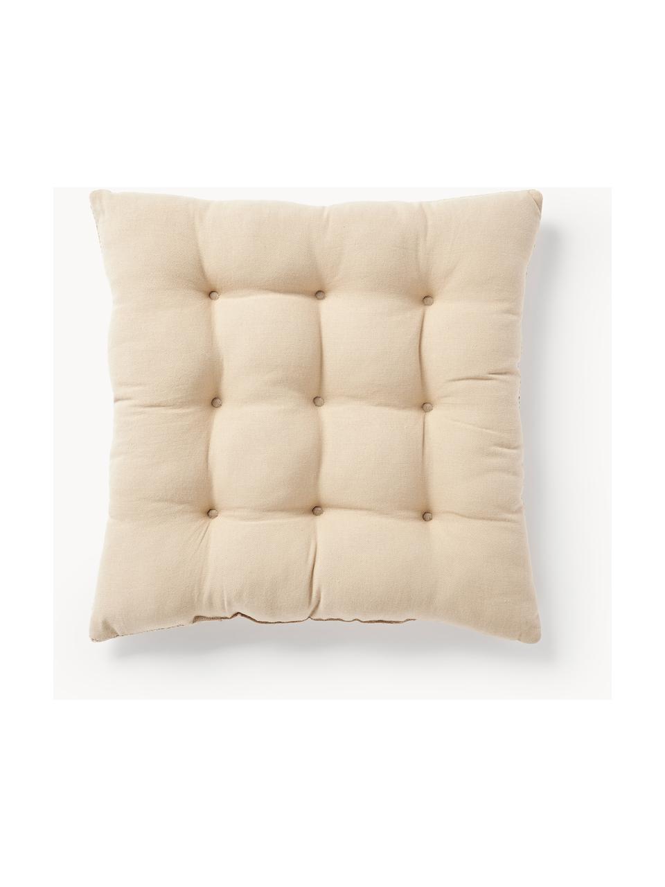 Coussin de chaise en coton Sasha, Beige, larg. 40 x long. 40 cm