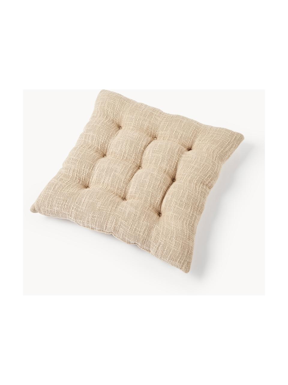 Baumwoll-Sitzkissen Sasha, Bezug: 100% Baumwolle, Beige, B 40 x L 40 cm