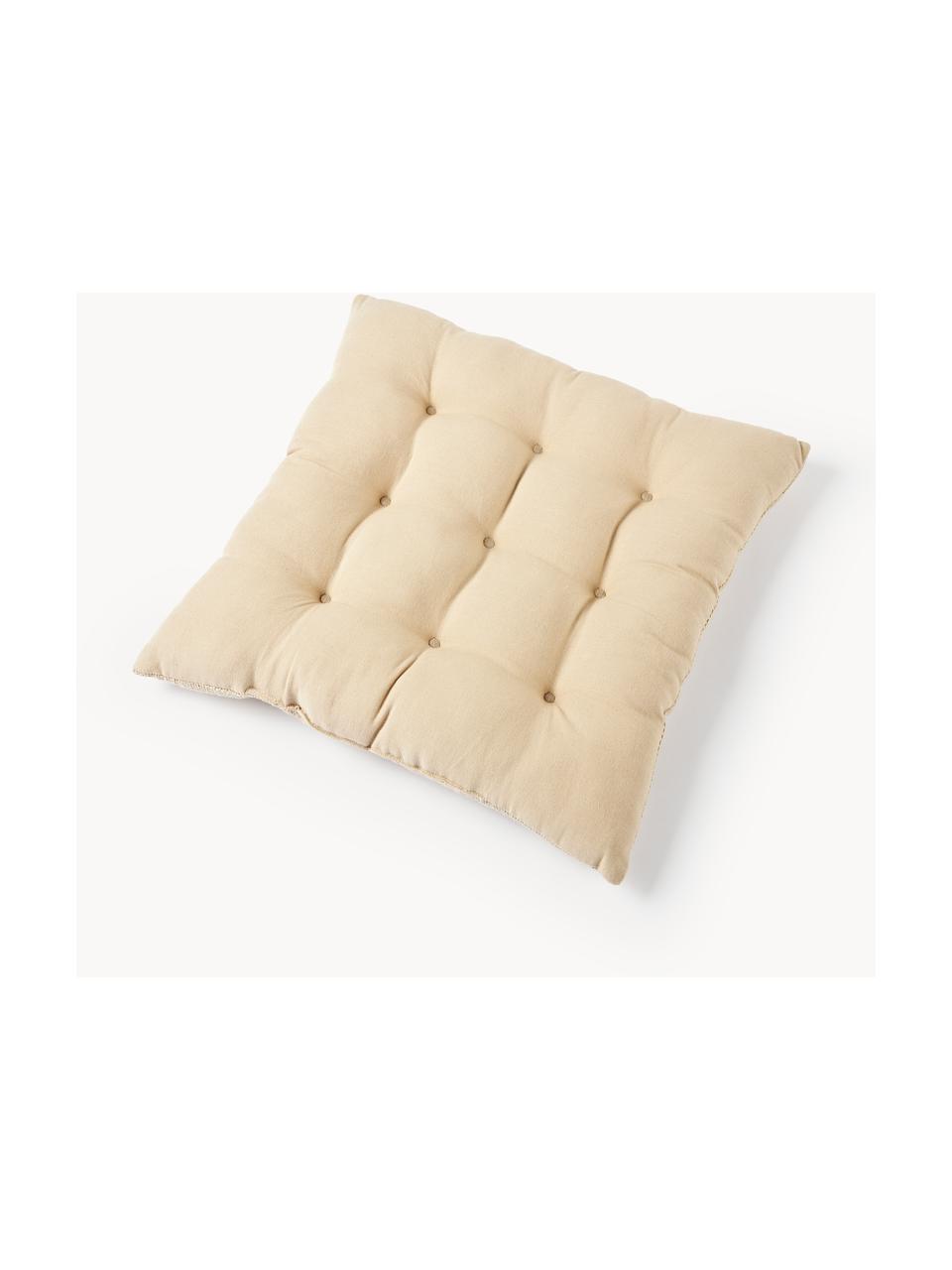 Baumwoll-Sitzkissen Sasha, Bezug: 100% Baumwolle, Beige, B 40 x L 40 cm