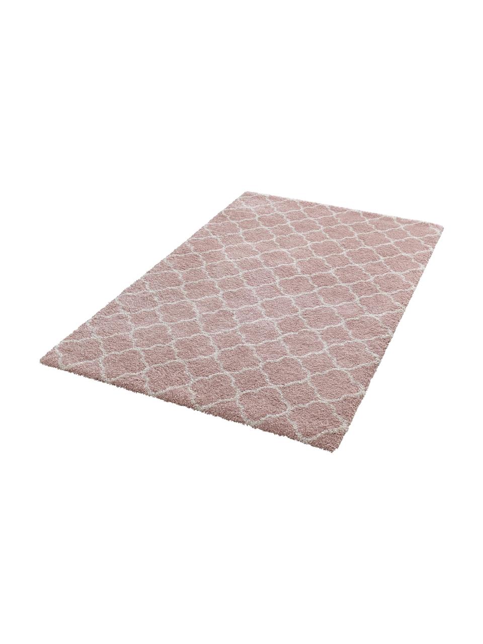 Tapis poils longs rose crème Grace, Vieux rose, crème