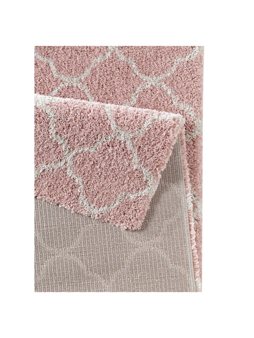 Hochflor-Teppich Luna in Rosa/Creme, Flor: 100% Polypropylen, Altrosa, Creme, B 80 x L 150 cm (Grösse XS)