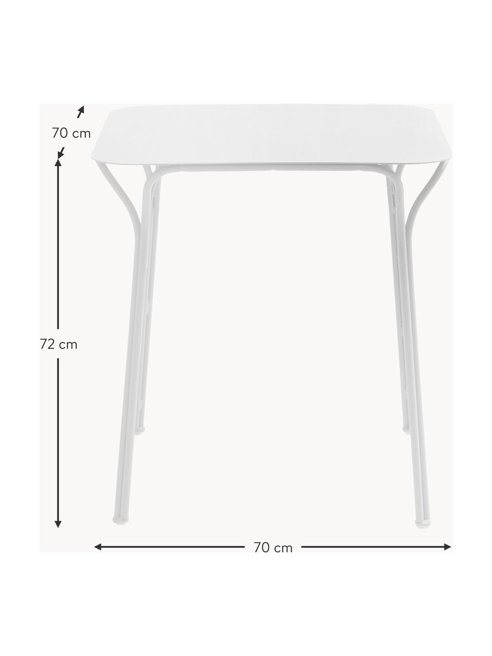 Table de jardin Hiray, 70 x 70 cm, Acier galvanisé, laqué, Blanc, larg. 70 x haut. 70 cm