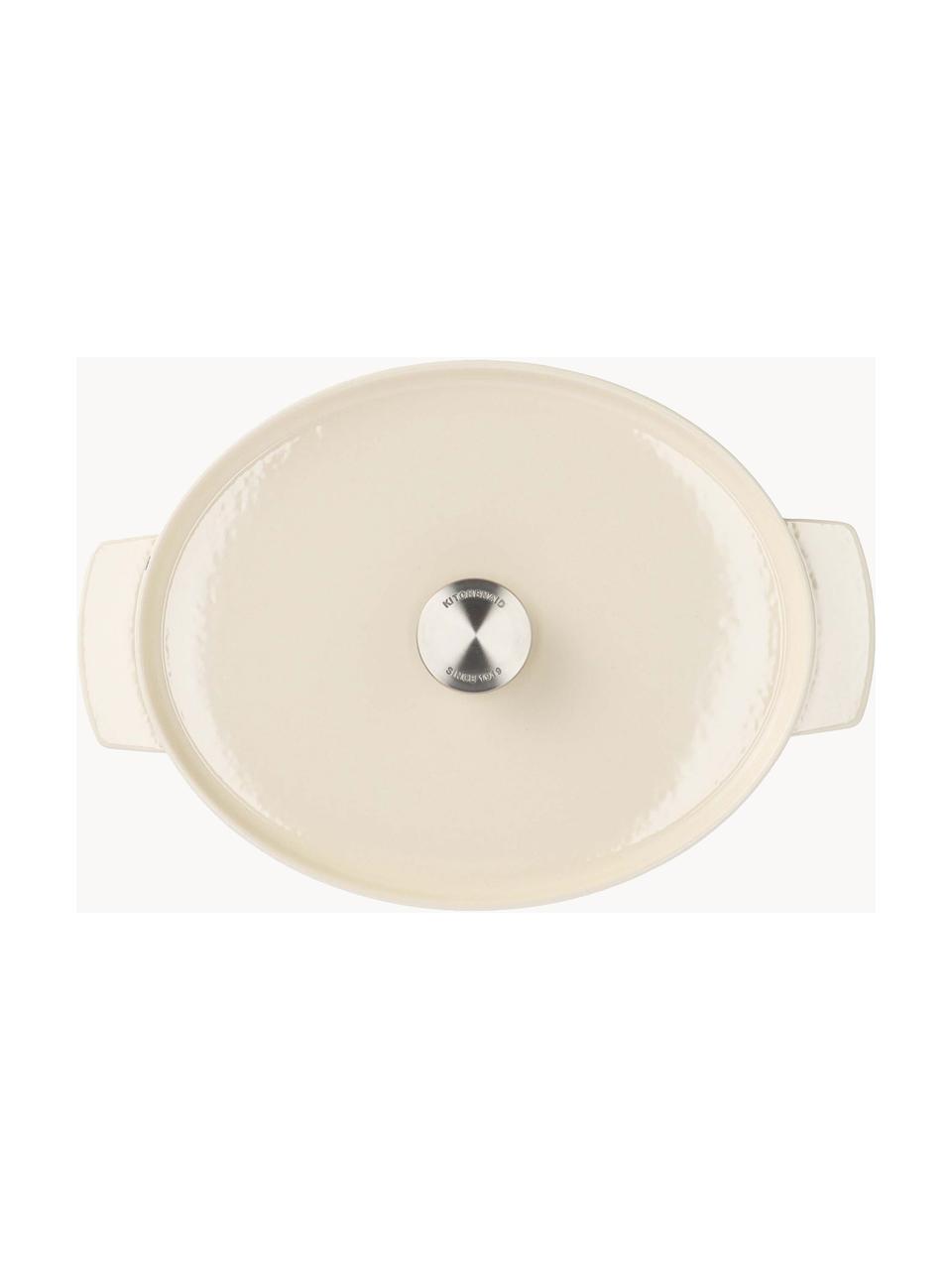 Cocotte ovale con rivestimento antiaderente Doelle, Ghisa con rivestimento antiaderente in ceramica, Bianco latte, Lung. 40 x Larg. 29 x Alt. 16 cm