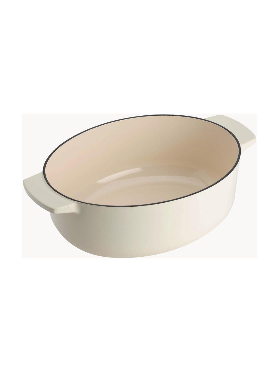 Cocotte ovale con rivestimento antiaderente Doelle, Ghisa con rivestimento antiaderente in ceramica, Bianco latte, Lung. 40 x Larg. 29 x Alt. 16 cm