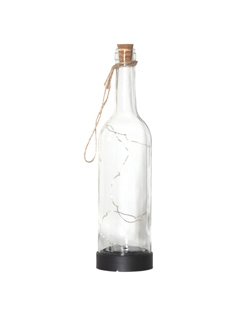 Solar Außentischlampe Bottle, Flasche: Glas, Henkel: Jute, Transparent, Ø 8 x H 31 cm