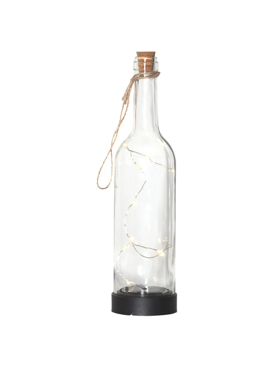 Lámpara decorativa solar Bottle, Botella: vidrio, Asa: yute, Transparente, Ø 8 x Al 31 cm