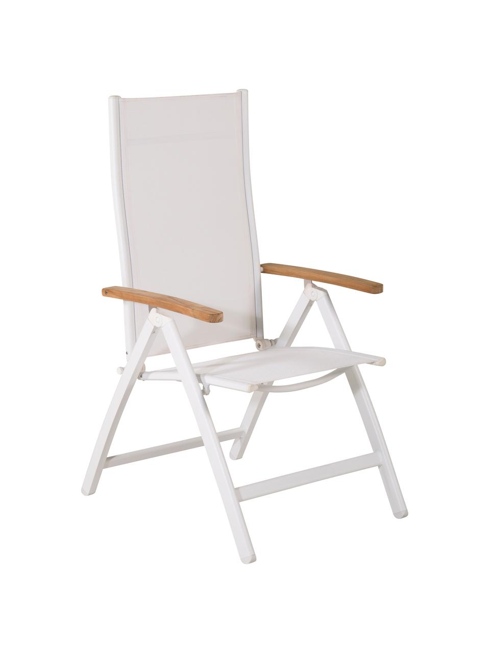 Chaise de jardin pliante Panama, Blanc, bois de teck, larg. 58 x prof. 75 cm