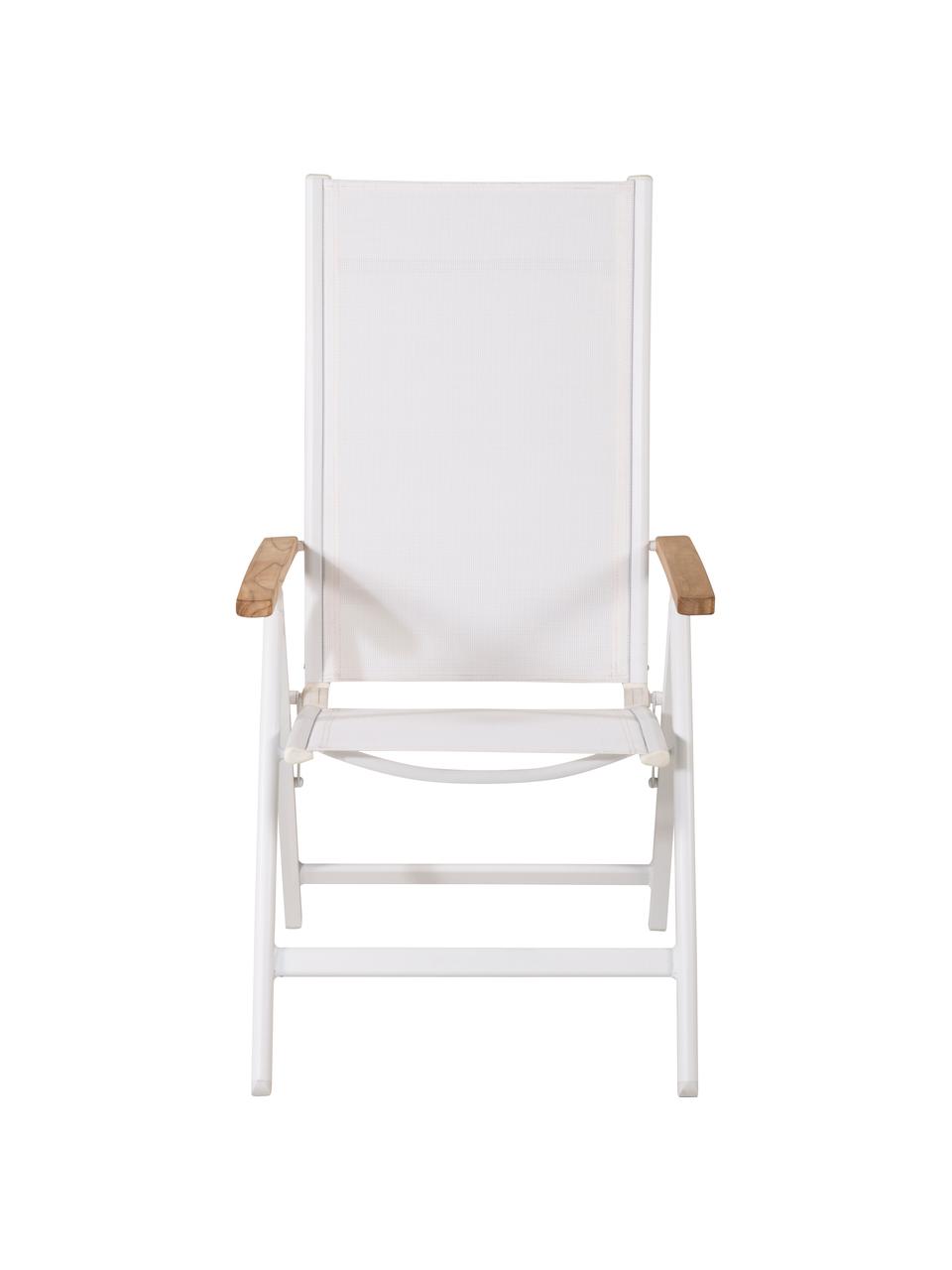 Chaise de jardin pliante Panama, Blanc, bois de teck, larg. 58 x prof. 75 cm