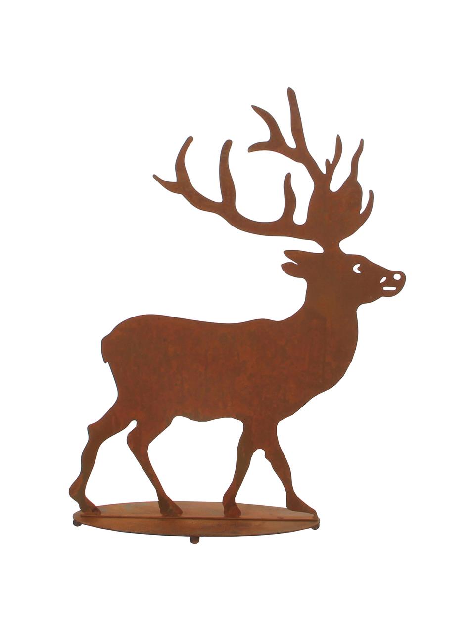 Cervo decorativo in metallo Hirsch, Metallo, arrugginito artificialmente, Rosso arrugginito, L 60 x A 82 cm