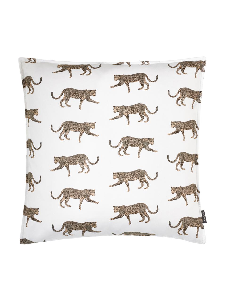 Kussenhoes Tambo met luipaarden motief, Katoen, Gebroken wit, beige, zwart, 50 x 50 cm