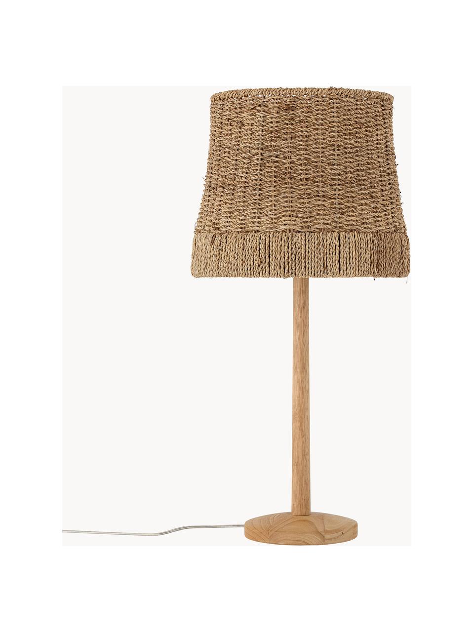 Lámpara de mesa grande de ratán Kakasi, Pantalla: ratán, Cable: cubierto en tela, Ratán, madera de caucho, Ø 28 x Al 69 cm
