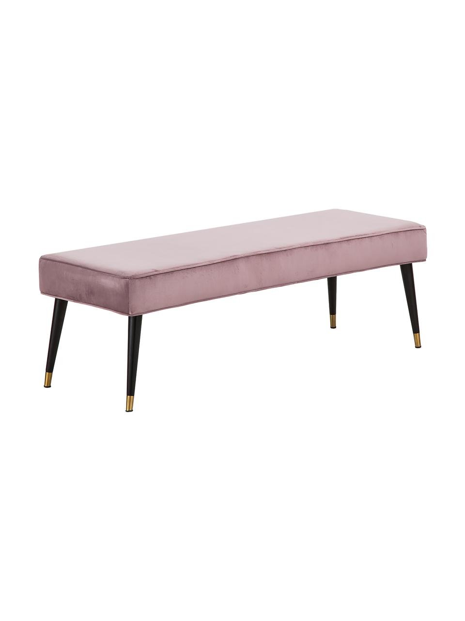 Banco de terciopelo Beverly, Tapizado: terciopelo (poliéster) 50, Estructura: madera de eucalipto, Patas: metal con pintura en polv, Rosa palo, An 140 x Al 46 cm