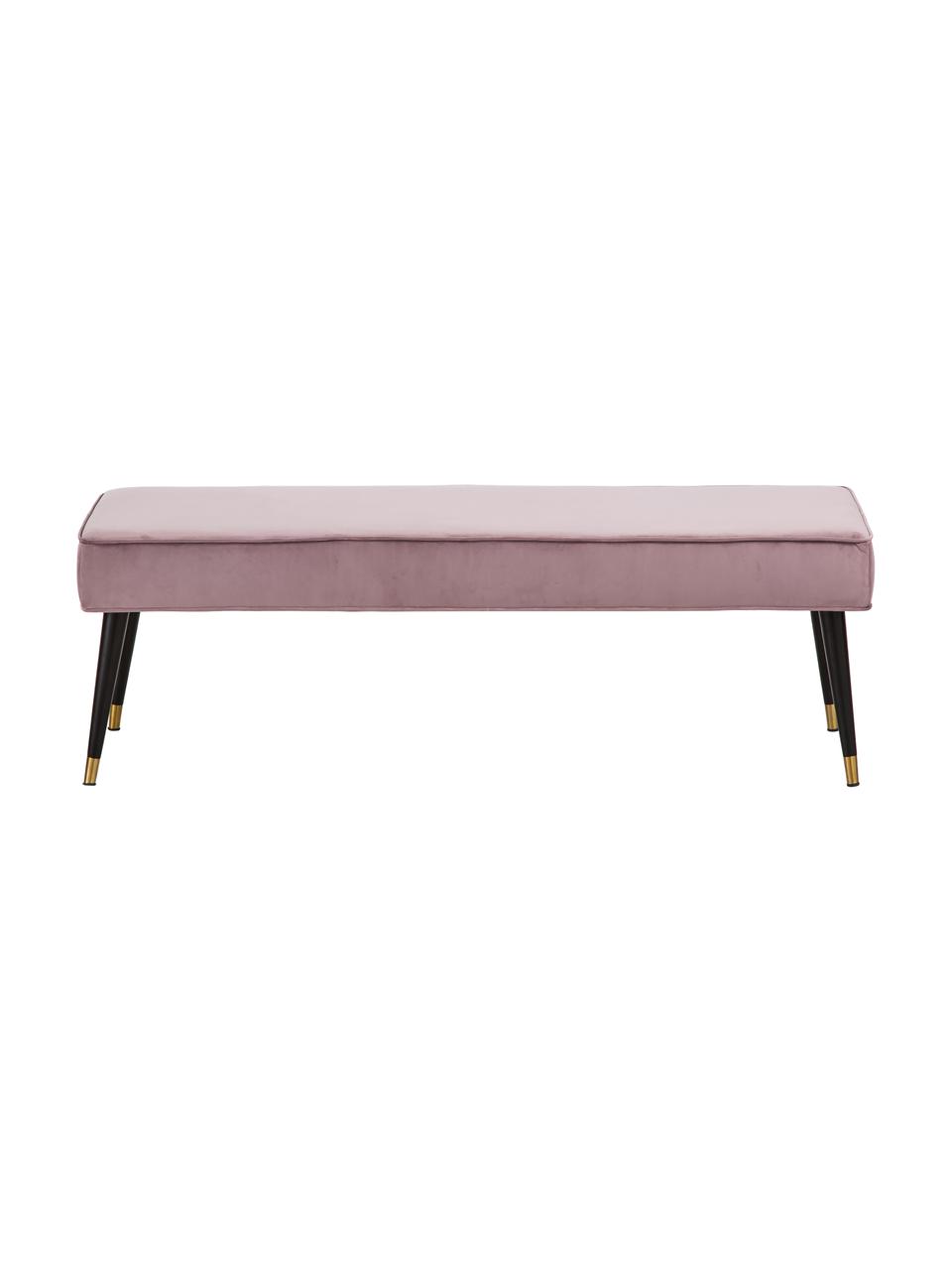 Panca in velluto Beverly, Rivestimento: velluto (poliestere) 50.0, Struttura: legno di eucalipto, Gambe: metallo verniciato a polv, Rosa cipria, Larg. 140 x Alt. 46 cm