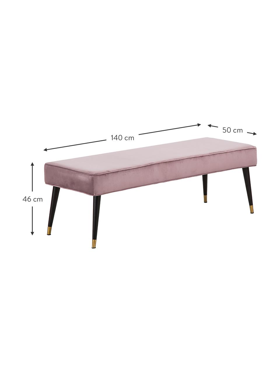 Banquette en velours Beverly, Vieux rose, larg. 140 x haut. 46 cm