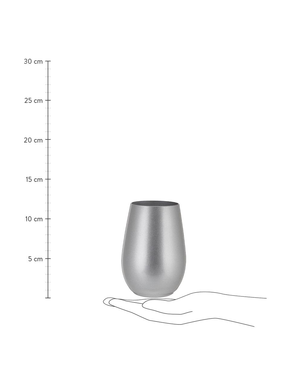 Kristallen longdrinkglazen Elements in zilverkleur, 6 stuks, Gecoat kristalglas, Zilverkleurig, Ø 9 x H 12 cm, 465 ml