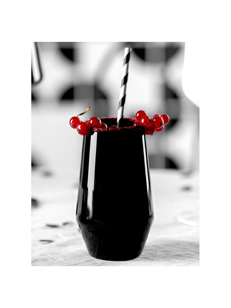 Verre à long drink noir Etna, 2 pièces, Verre, noir laqué, Noir, Ø 8 x haut. 14 cm, 365 ml