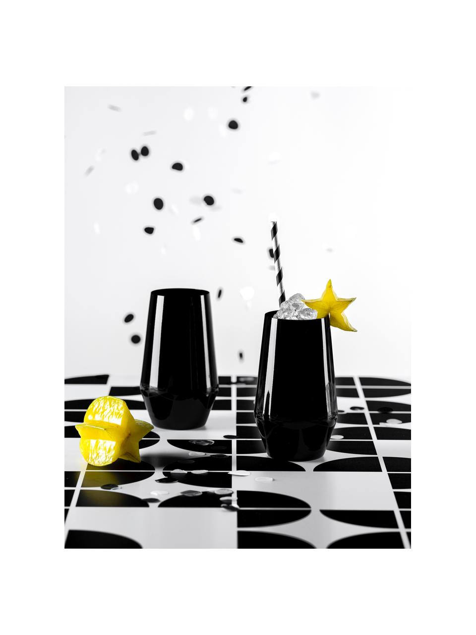 Longdrinkgläser Etna, 2 Stück, Glas, schwarz lackiert, Schwarz, Ø 8 x H 14 cm, 365 ml