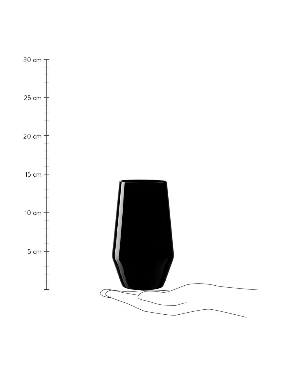 Bicchiere long drink Etna 2 pz, Vetro laccato nero, Nero, Ø 8 x Alt. 14 cm, 365 ml