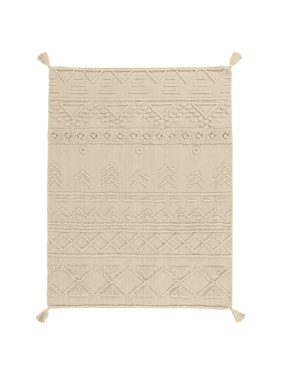 Ethno Teppich Tribu mit getuftetem Muster, Flor: 97% recycelte Baumwolle, , Grau, Beige, B 120 x L 160 cm (Größe S)