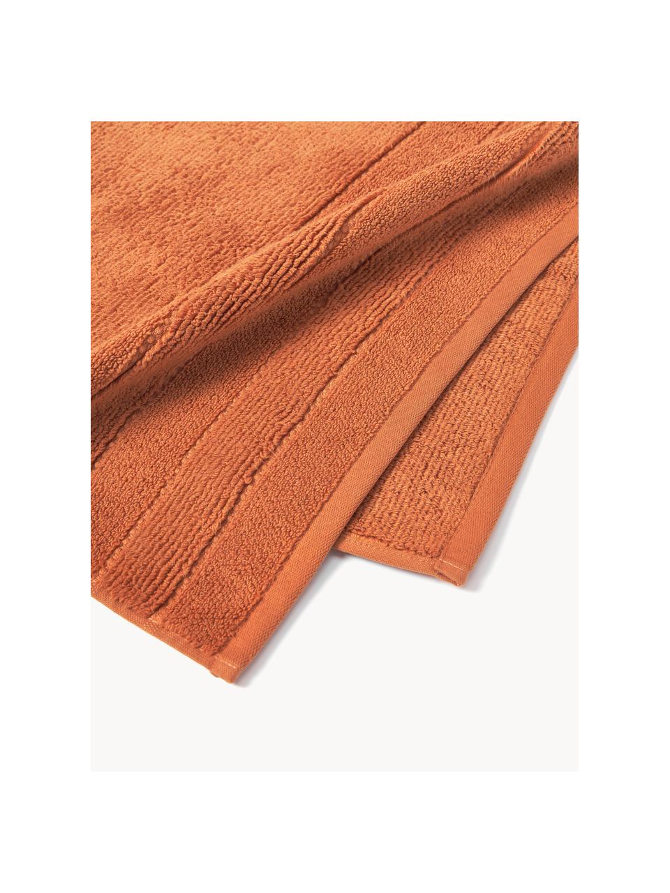 Handdoekenset Luxe met gestreepte rand, set van 3, Terracotta, Set van 3 (gastendoekje, handdoek & douchehanddoek)