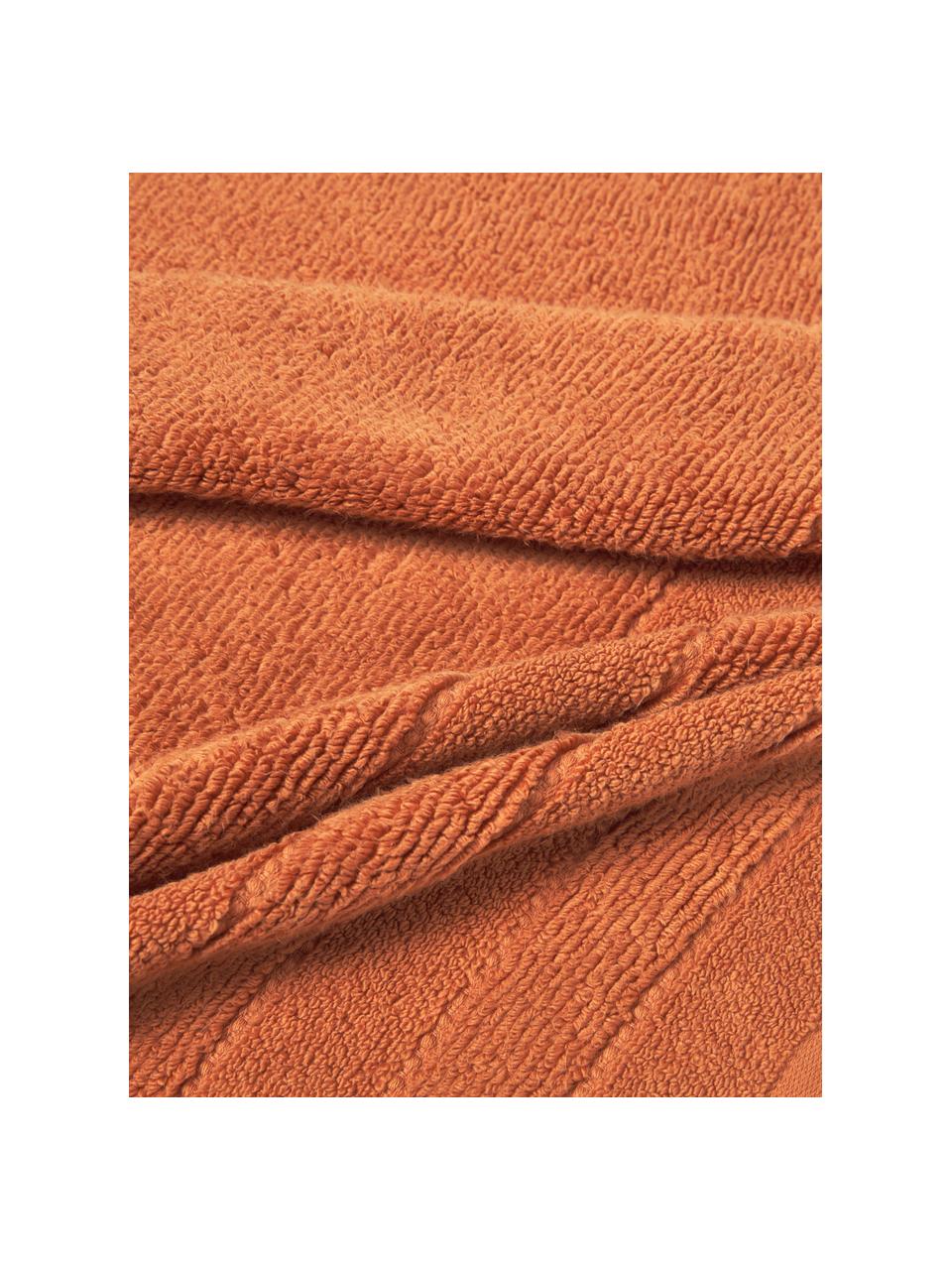 Lot de serviettes de bain avec bordure décorative Luxe, 3 élém., Terracotta, 3 éléments (1 serviette invité, 1 serviette de toilette et 1 drap de bain)