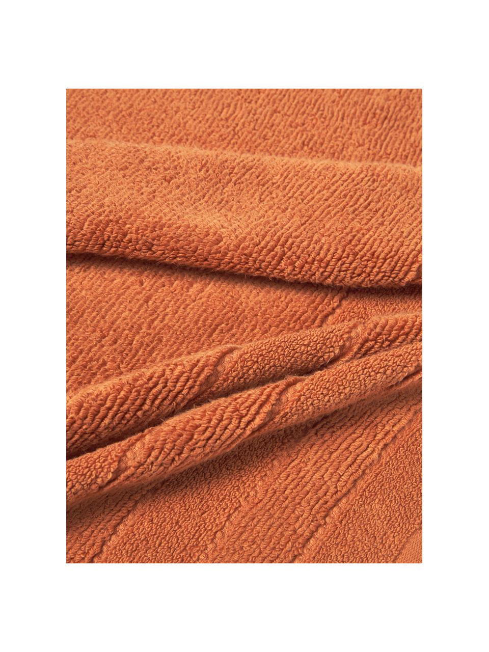 Set de toallas con borde a rayas Luxe, 3 uds., Naranja, Set de 3 (toalla tocador, toalla lavabo y toalla ducha)