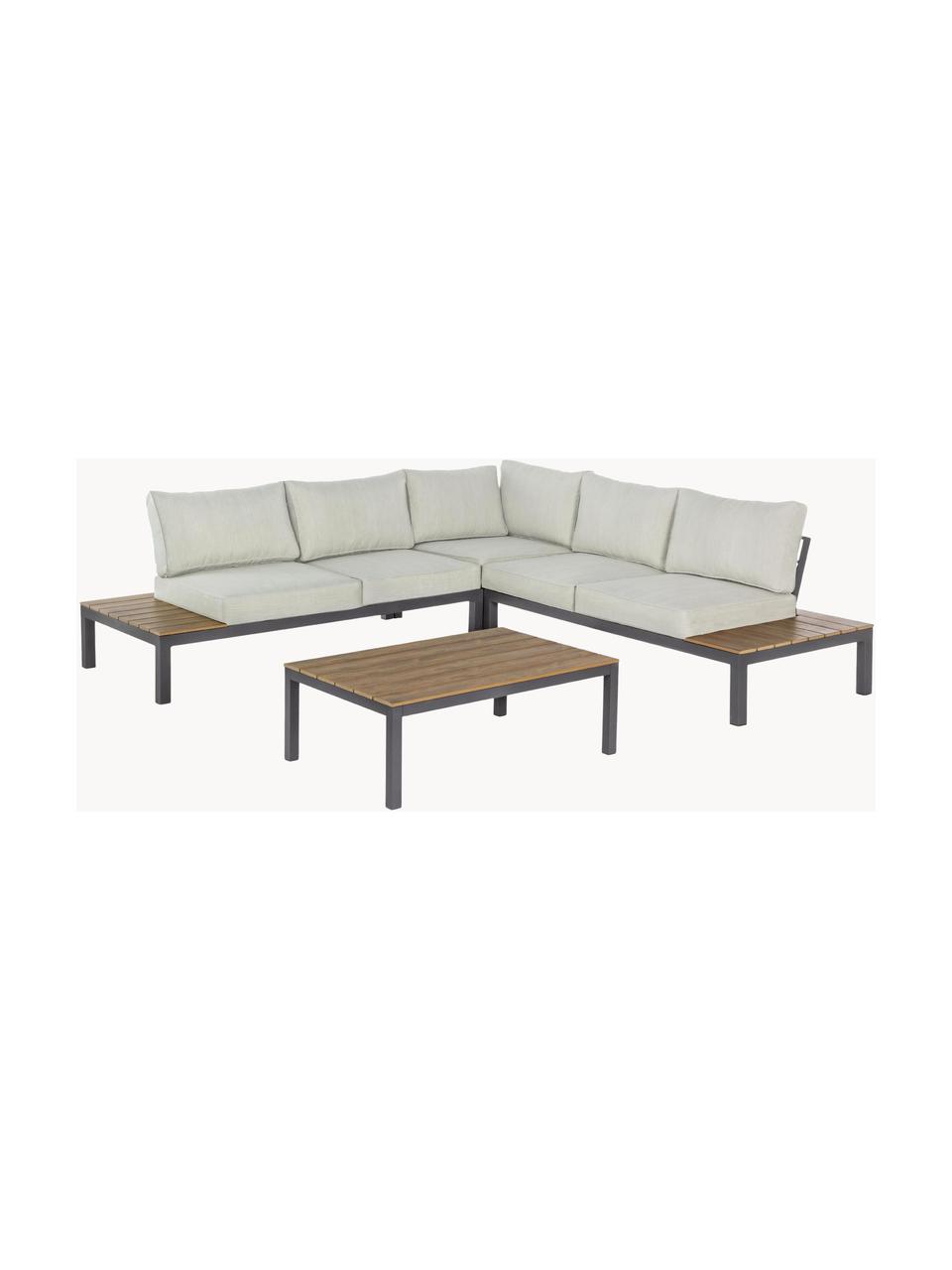 Garten-Lounge-Set Elias, 4-tlg., Gestell: Aluminium, pulverbeschich, Webstoff Hellbeige, Sperrholz, Anthrazit, B 246 x T 246 cm