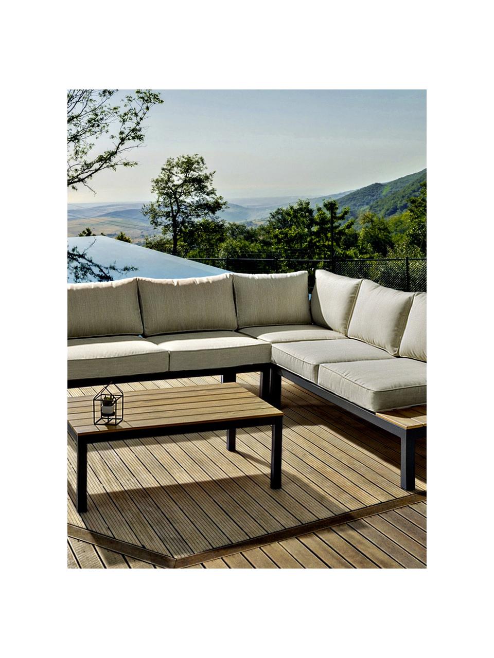 Set lounge de exterior Elias, 4 pzas., Tapizado: poliéster, resistente al , Estructura: aluminio con pintura en p, Tejido beige claro, madera contrachapada, gris antracita, An 246 x F 246 cm