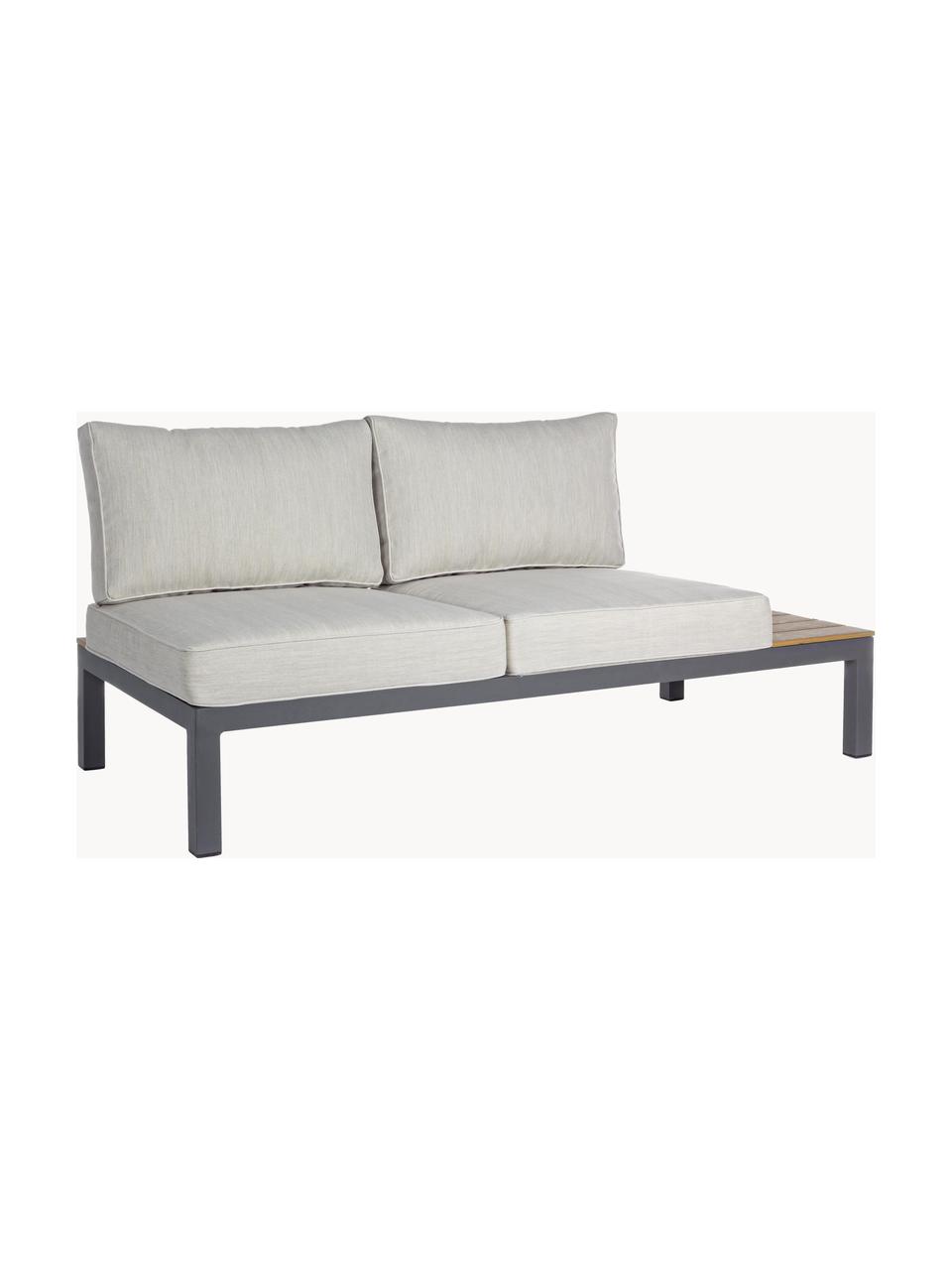 Tuin loungeset Elias, 4-delig, Frame: gepoedercoat en corrosieb, Plateaus: kunststof in hout-optiek, Geweven stof lichtbeige, multiplex, antraciet, B 246 x D 246 cm