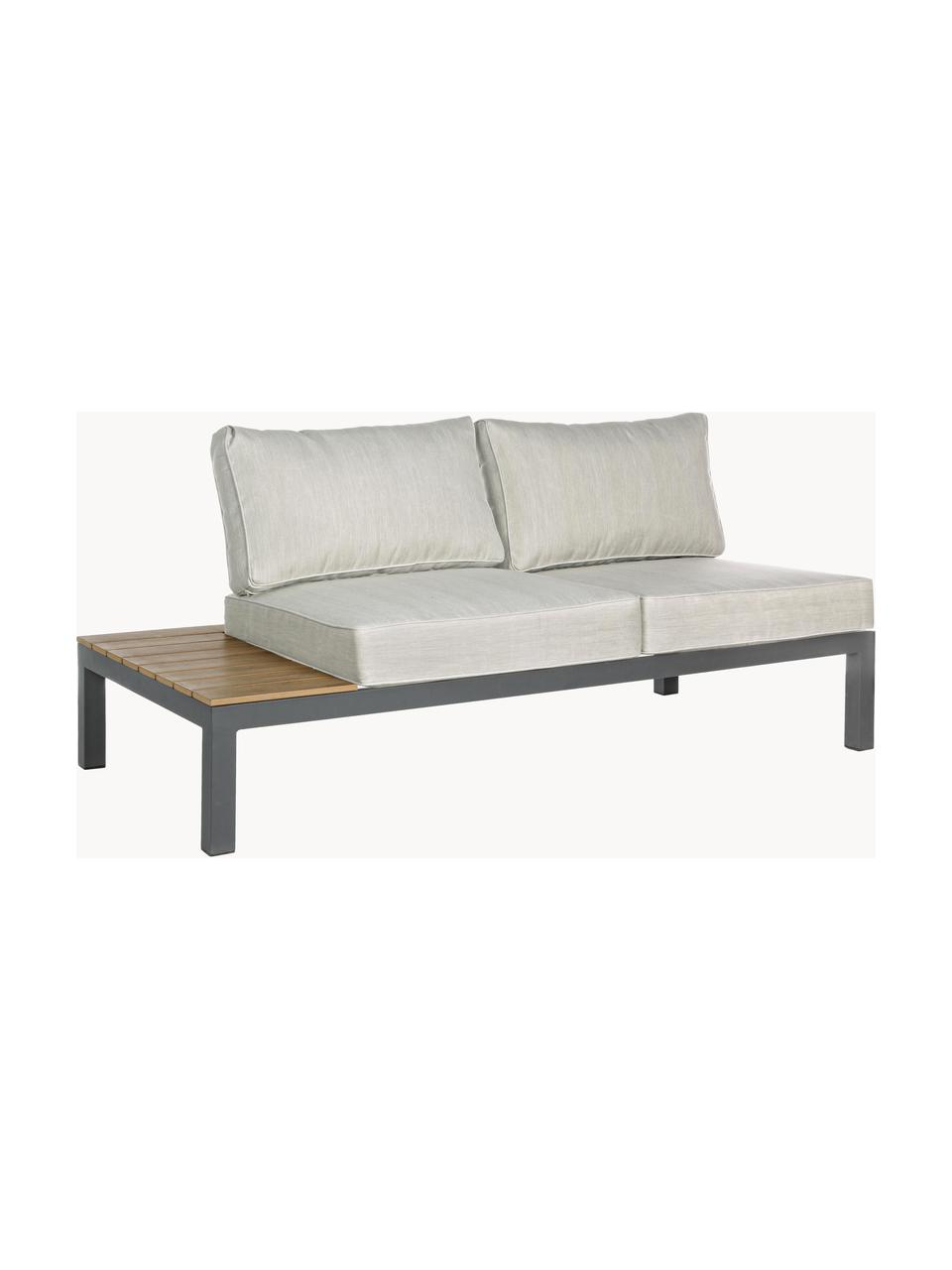 Tuin loungeset Elias, 4-delig, Frame: gepoedercoat en corrosieb, Plateaus: kunststof in hout-optiek, Geweven stof lichtbeige, multiplex, antraciet, B 246 x D 246 cm