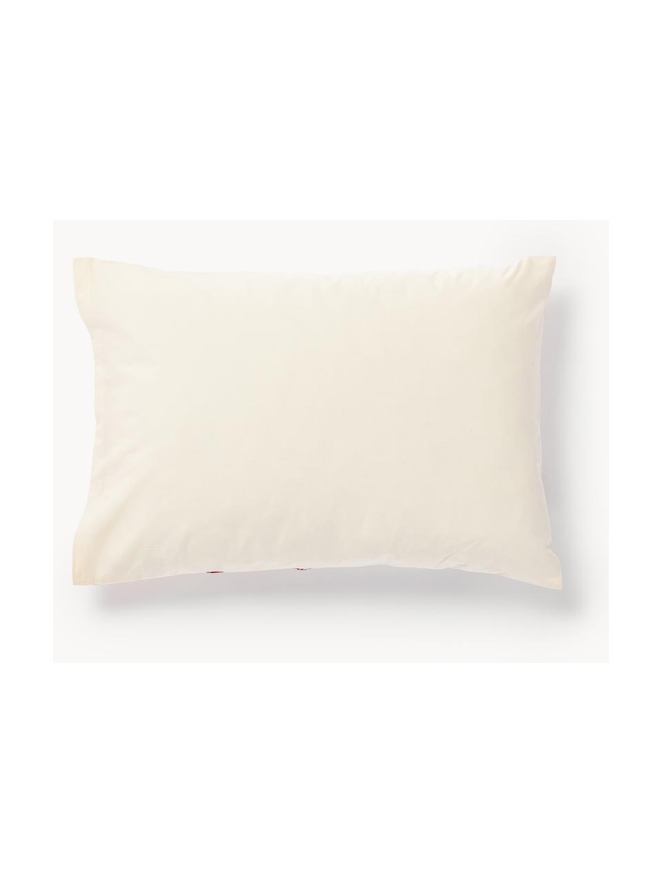 Funda de almohada de percal navideña Lolly, Blanco Off White, multicolor, An 45 x L 110 cm