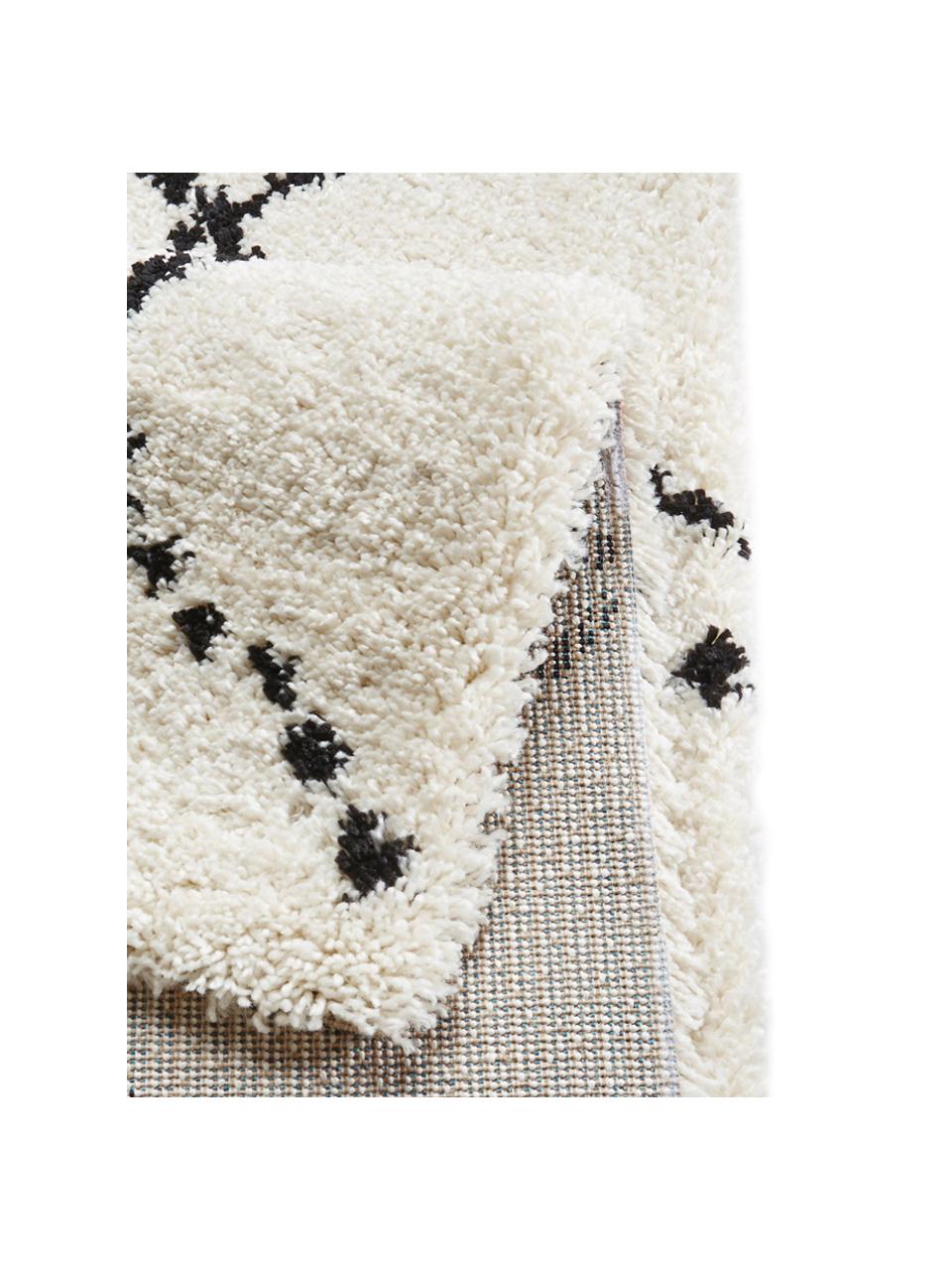 Načechraný koberec s vysokým vlasem Hash, Krémová, černá