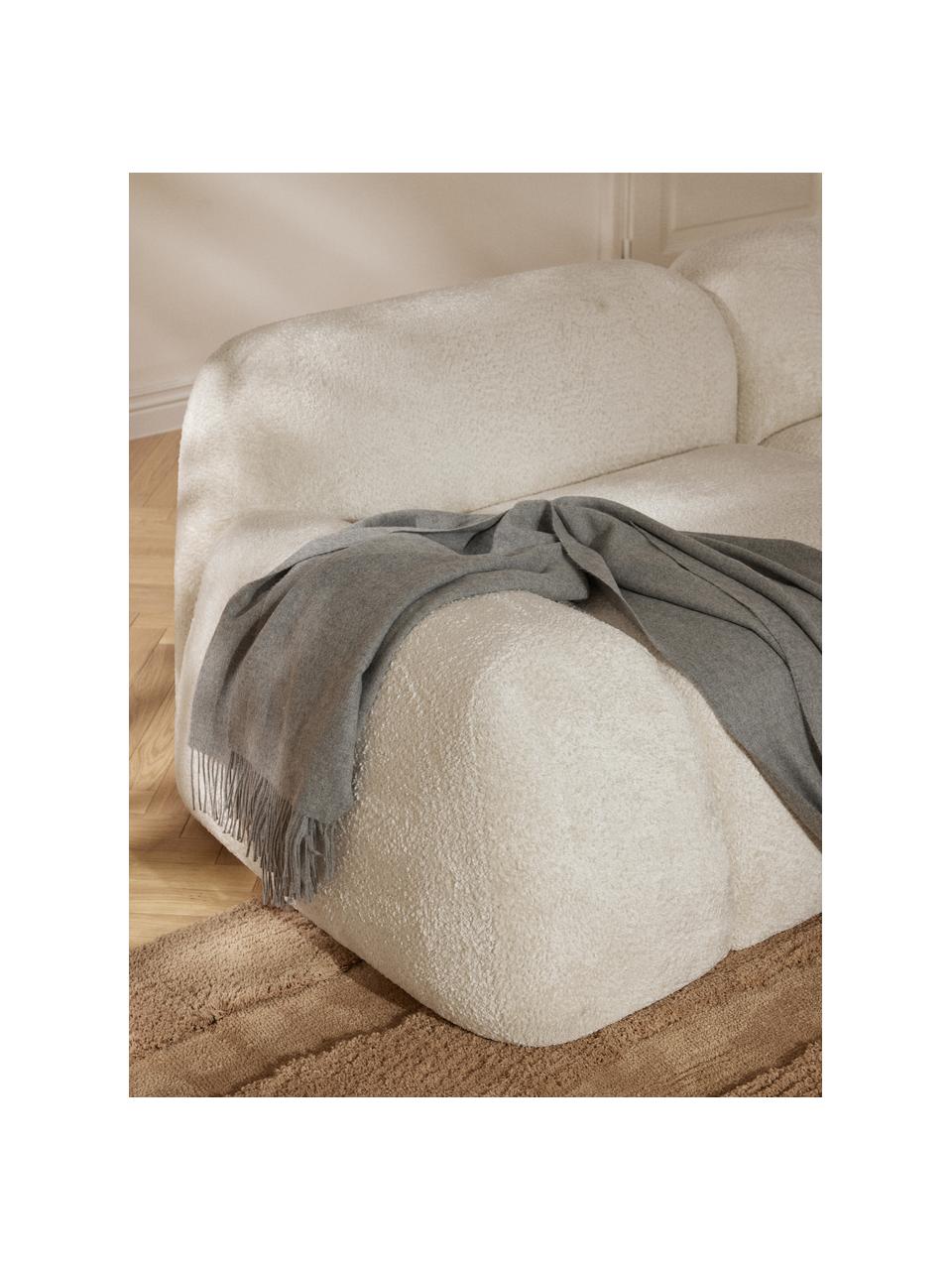 Modulares Sofa Wolke (3-Sitzer) aus Teddy-Bouclé, Bezug: Teddy-Bouclé (100 % Polye, Füße: Kunststoff Dieses Produkt, Teddy-Bouclé Off White, B 256 x T 118 cm