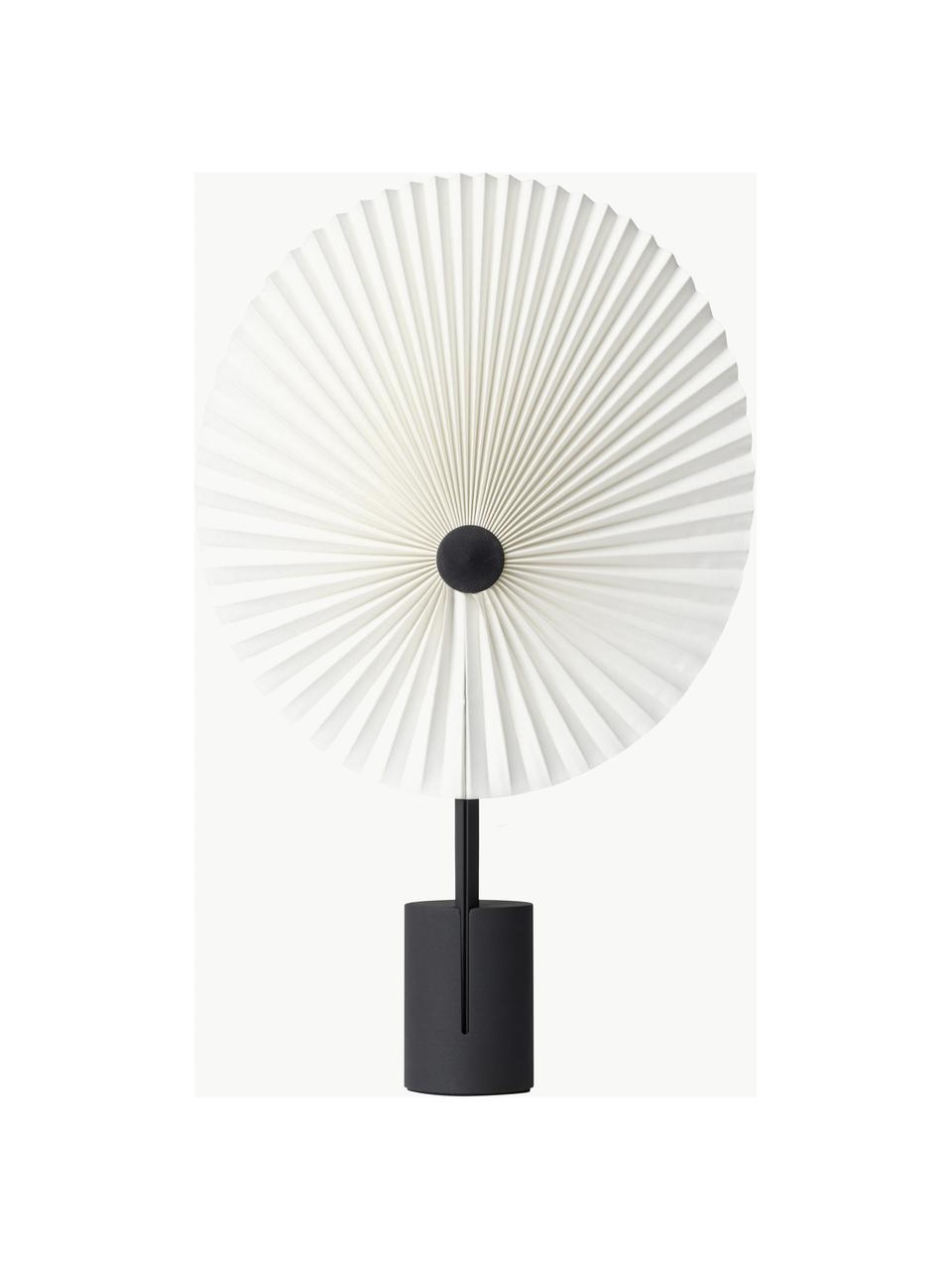 Lampada da tavolo grande portatile con luce regolabile Liris, Paralume: lamina in PVC con tessuto, Struttura: acciaio verniciato, Nero, bianco, Larg. 28 x Alt. 45 cm