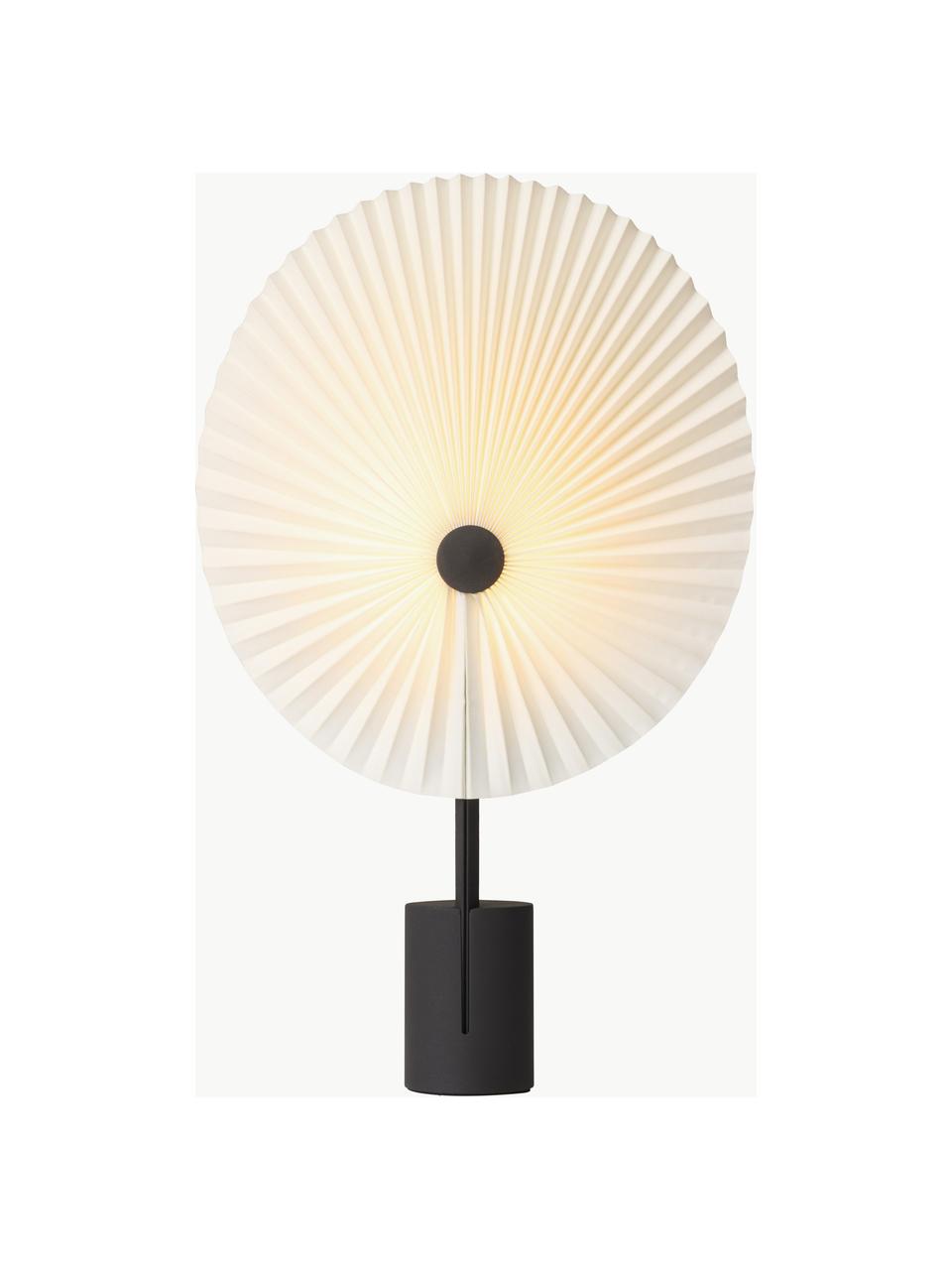 Lampada da tavolo grande portatile con luce regolabile Liris, Paralume: lamina in PVC con tessuto, Struttura: acciaio verniciato, Nero, bianco, Larg. 28 x Alt. 45 cm