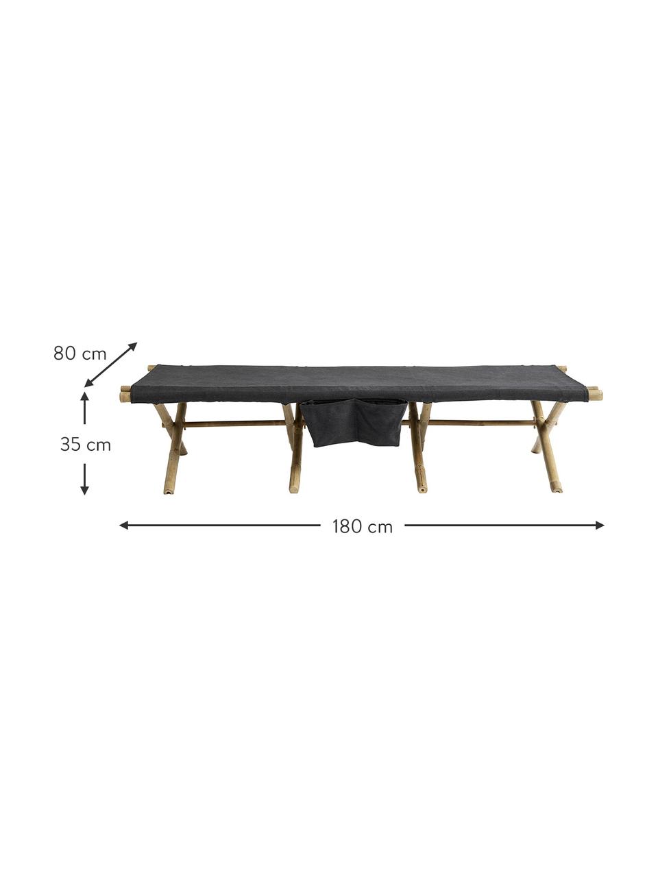 Bambus-Gartenliege Bambed, klappbar, Gestell: Bambus, Bezug: 100% Baumwolle, Dunkelgrau, Braun, B 180 x T 80 cm